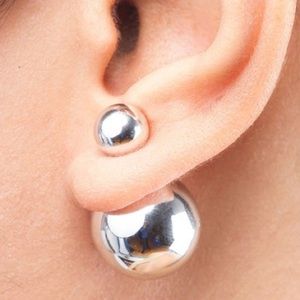 Doubled Sided Big Silver Ball Earrings